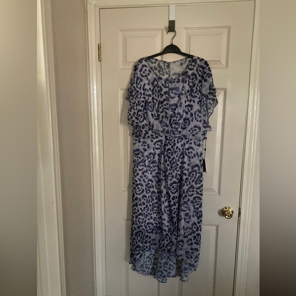 Adrianna Papell Watercolor Leopard Twist Dress, size 14 with tags